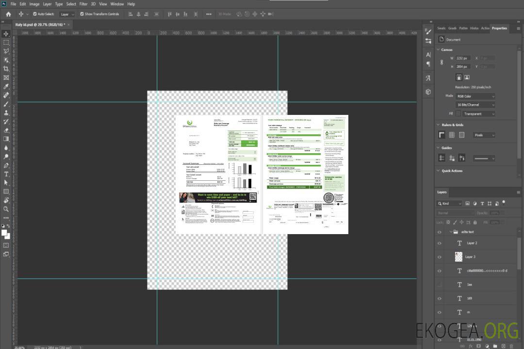 Modèle de facture de services publics d'entreprise Australie Urban Utilities Word et Pdf 2 pages template